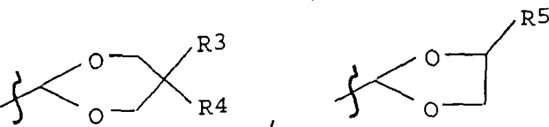 General chemical structure of 2,7-dimethyl-2,4,6-octatrienal monoacetals (Formula I) showing variable protecting groups
