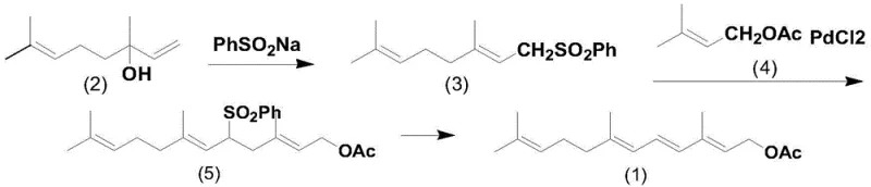 Conventional multi-step synthesis route involving Palladium catalysis and sulfone intermediates
