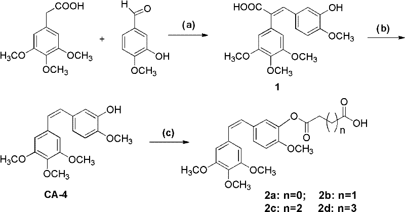 Synthetic route showing the formation of CA-4 acid intermediates via anhydride reaction