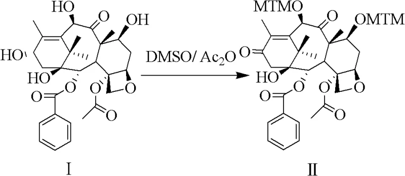 Detailed reaction scheme of the Pummerer Rearrangement step converting 10-DAB to MTM intermediate