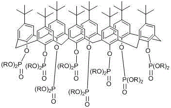 Chemical structure of fully substituted calix[8]arene phosphate derivatives showing the macrocyclic cavity and eight phosphate groups