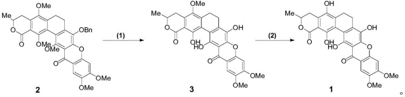 Overall synthetic route showing the final conversion steps to Calixanthomycin A glycosyl ligand Formula 1