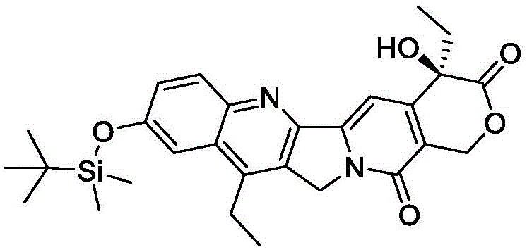 Chemical structure of Compound I, a specific silyl-protected camptothecin derivative targeted for purification