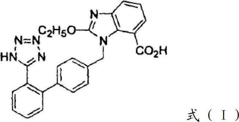 Chemical structure of Candesartan showing the core benzimidazole and biphenyl tetrazole moieties