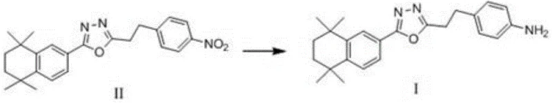 Reduction step converting nitro group to amine using hydrazine and graphite catalyst