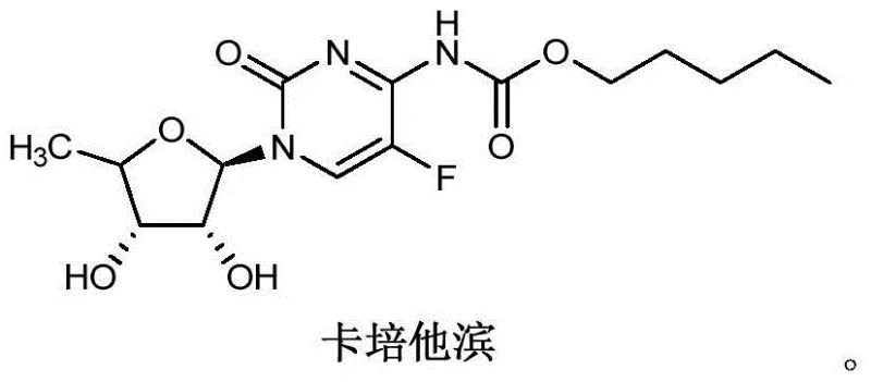 Chemical structure of Capecitabine showing the fluoropyrimidine carbamate moiety