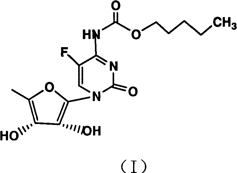 Molecular structure of Capecitabine (Formula I) showing the final prodrug configuration