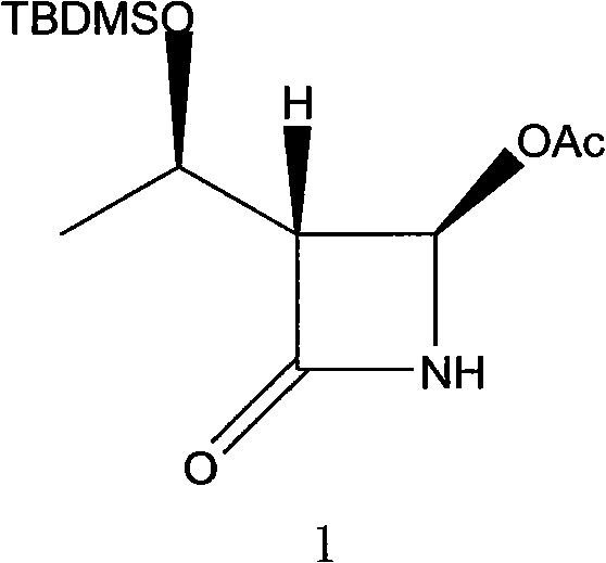 Chemical structure of 4-AA carbapenem intermediate showing the beta-lactam ring and chiral centers