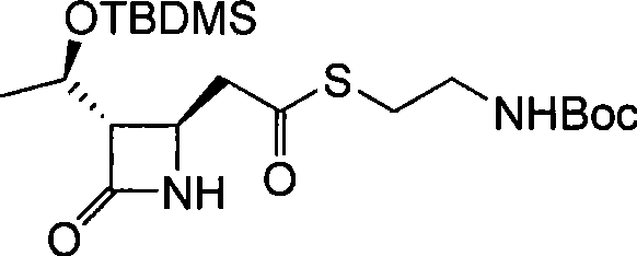Chemical structure of the carbapenem intermediate showing TBDMS and Boc protecting groups