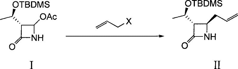 Reaction scheme showing the zinc-mediated allylation of the azetidinone derivative