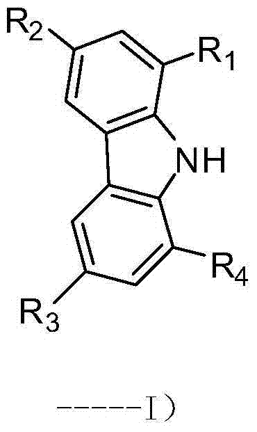General chemical structure formula of carbazole bromo-compounds showing variable substitution positions