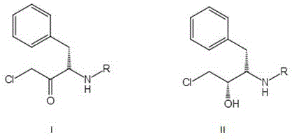General chemical structure of substrate I and product II showing the reduction of the ketone group to a chiral hydroxyl group