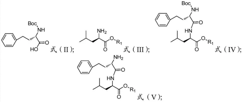Reaction scheme for Step 1 showing condensation of N-Boc-L-homophenylalanine and L-leucine ester