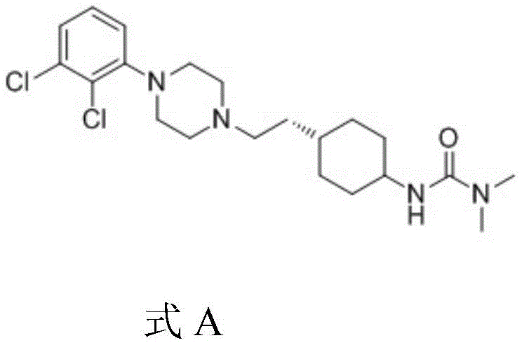 Chemical structure of Cariprazine showing the dichlorophenyl piperazine and dimethylurea cyclohexyl moieties