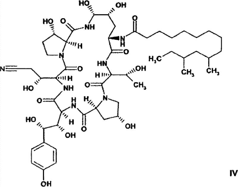 Chemical structure of the key nitrile intermediate (Formula IV) formed via dehydration