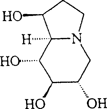 Reaction scheme showing Castanospermine (Formula II) reacting with acid chloride (Formula III)