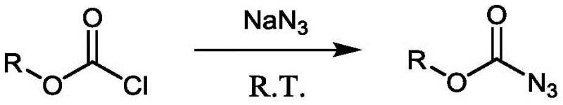General reaction scheme showing carboxylic acid and azide coupling to form protected amine