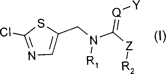 General chemical structure of Formula I thiazole derivatives used in insecticide production