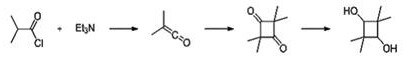 Conventional BASF synthesis route showing stoichiometric triethylamine usage and salt byproduct formation