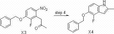 Reductive cyclization of nitrophenyl ketone to fluoro-methyl-indole using sodium dithionite