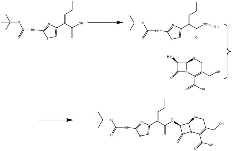 Enzymatic coupling reaction scheme showing direct synthesis in aqueous phase