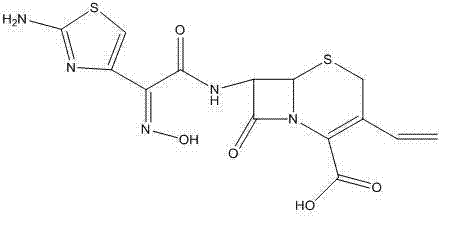 Chemical structure of Cefdinir showing the vinyl group and thiazole side chain