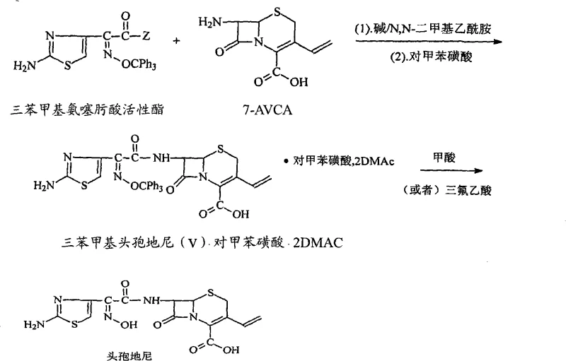 Prior art reaction scheme using complex active esters (WO9724358)
