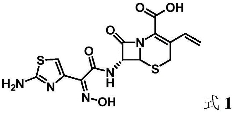 Chemical structure of Cefdinir showing the core beta-lactam and thiazole rings