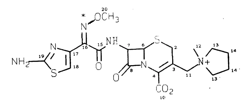 Comparison of Cis and Trans Cefepime structures highlighting NMR chemical shift differences