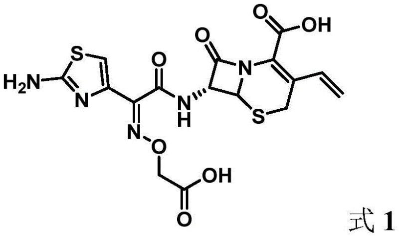 Chemical structure of Cefixime showing the core beta-lactam and thiazole moieties essential for antibacterial activity