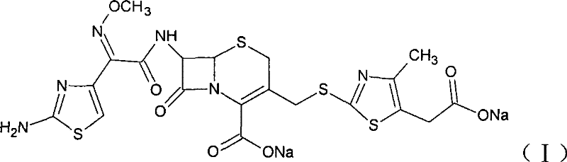 Chemical structure of Cefodizime Sodium showing the cephalosporin core and side chains