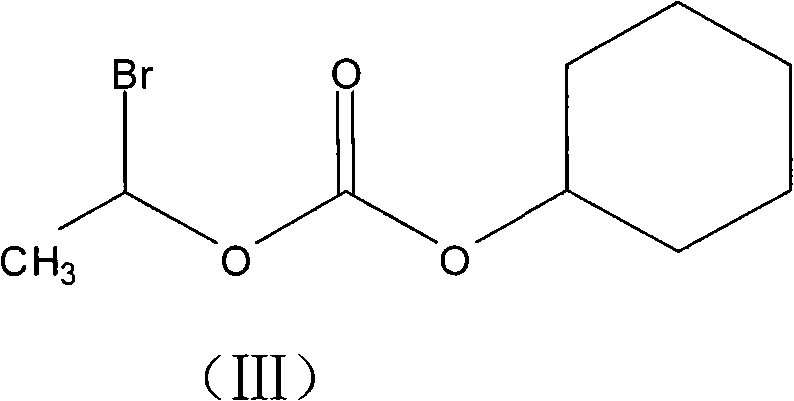 Chemical structure of 1-bromoethyl cyclohexyl carbonate (III), the cost-effective esterifying agent