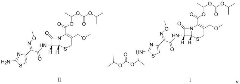 Structural comparison between Cefpodoxime proxetil (II) and the target impurity Cefpodoxime dippivoxil (I)