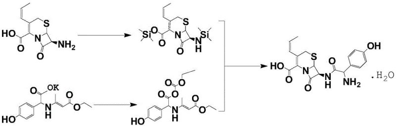 Synthesis route of Cefprozil via condensation of silylated nucleus and activated side chain