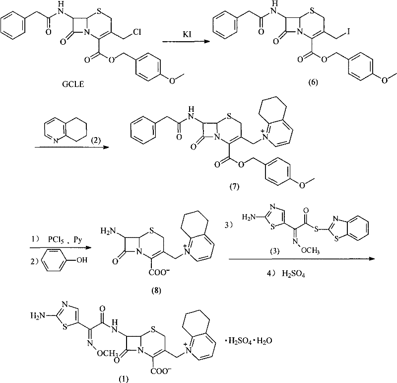 Novel synthetic route for Cefquinome sulfate using GCLE starting material