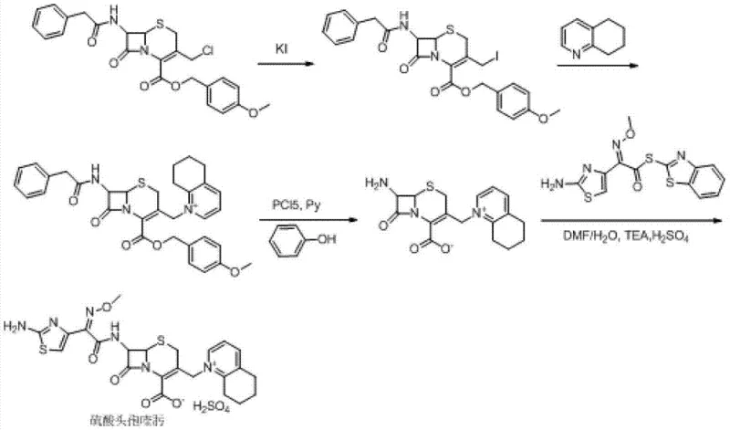 Prior Art Route 3 synthesis pathway using GCLE and harsh deprotection conditions