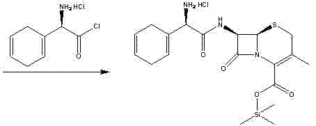 Prior art synthesis route using unstable acid chloride intermediates