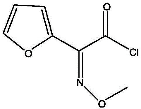Chemical structure of methoxyimino furan acetyl chloride (SMIA acyl chloride) intermediate