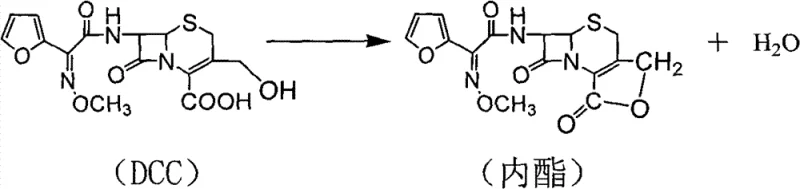 Chemical reaction showing the formation of lactone by-product from DCC intermediate