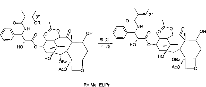 Recovery reaction scheme showing the hydrolysis of Cephalomannine derivative back to pure Cephalomannine using acidified carbon