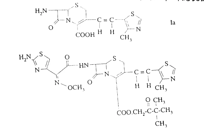 Chemical structures of Cefditoren pivoxil antibiotic and its key cephalosporin intermediate Formula Ia