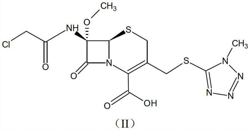 Chemical structure of the cephamycin free acid precursor Formula II