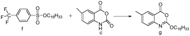 Step 3 final alkylation reaction coupling intermediate c and f to form Cetilistat