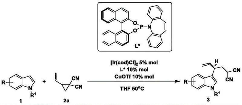General reaction scheme for substrate scope with dicyano vinylcyclopropane derivatives