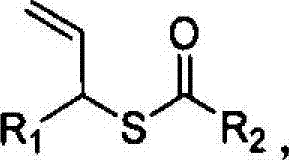 General chemical structure of chiral allyl thiocarboxylates showing variable R1 and R2 groups
