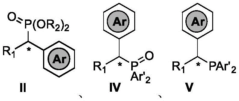 General chemical structures of chiral alpha-aryl phosphate and phosphine compounds disclosed in the patent