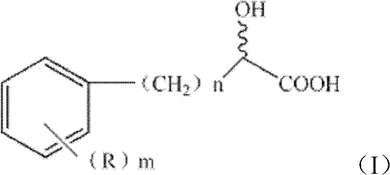 General chemical structure Formula I for alpha-hydroxy acid derivatives with variable substituents