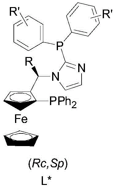 General structural formula of the chiral diphosphine ligand L used in the iridium catalytic system