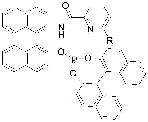 Chemical structure of the chiral phosphite-pyridine (P,N) ligand featuring a binaphthyl backbone and pyridine amide moiety