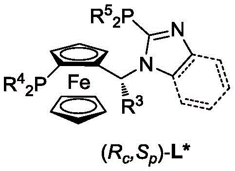 Structure of the chiral ferrocene-imidazole bisphosphine ligand used in the nickel catalyst